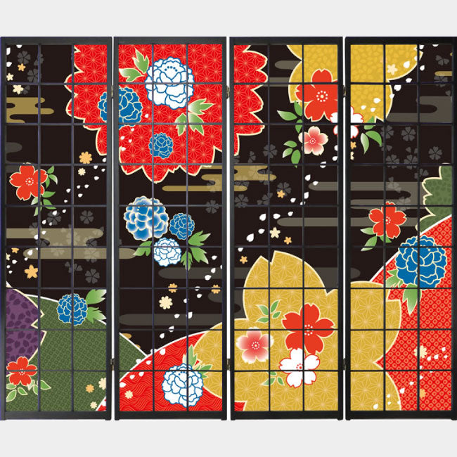 桜牡丹 墨色【衝立】