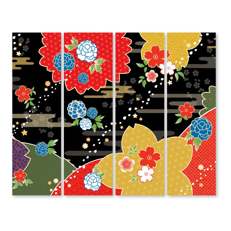 桜牡丹 墨色【衝立】