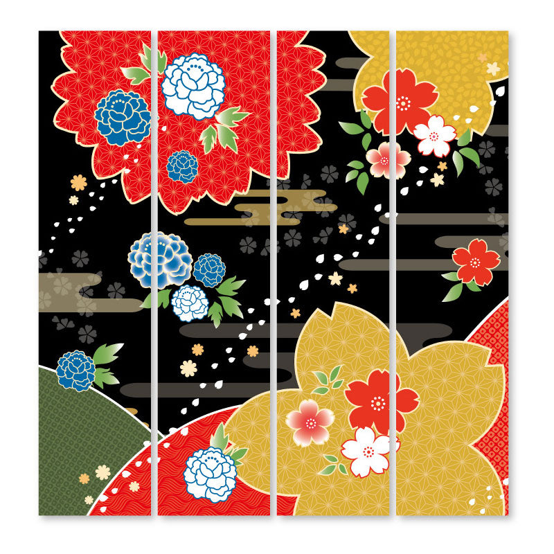 桜牡丹 墨色【衝立】